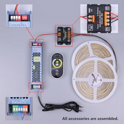 BENLUN 24V CCT COB LED Strip Lights 65.6ft with Remote and Power Supply