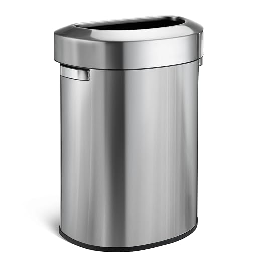 Home Zone Living 18 Gallon Commercial Trash Can with Removable Open Top Lid