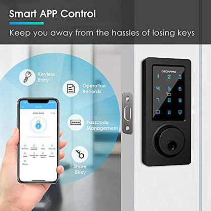 Keyless Entry Door Lock, Smart Door Lock with Keypad, Black