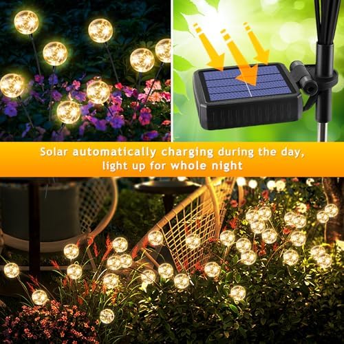 vignuto Solar Lights Outdoor Waterproof, 4 Packs, Solar Globe Lights, Garden Decor, Patio Decor, Unique Gifts for Women, Gifts for Grandma