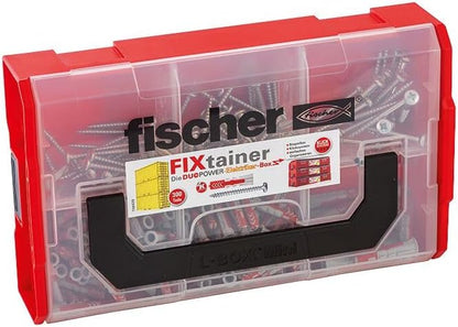 fischer FixTainer - DuoPower Electrician + Screws (300pcs) Power and Smart Set, Universal Plugs, Folding Expansion Home Renovation Solid, Hollow or Drywallpaper Secure Fastening Solution