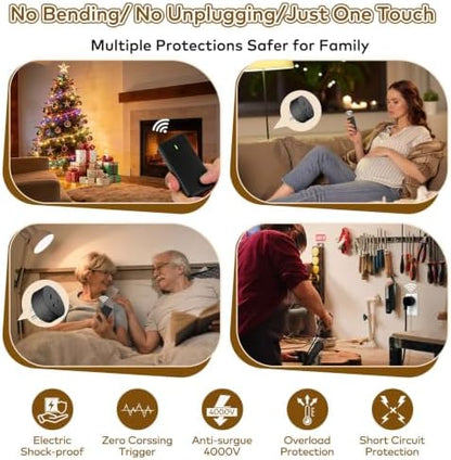 Remote Switch Outlet,NineLeaf Remote Control Outlet Plug with Switch | Wireless On/Off Light Switches Wall Mounted,15A/1500W LED,TUV List,No Wiring Needed,500ft RF,for Lamp,Fans,Household,Black