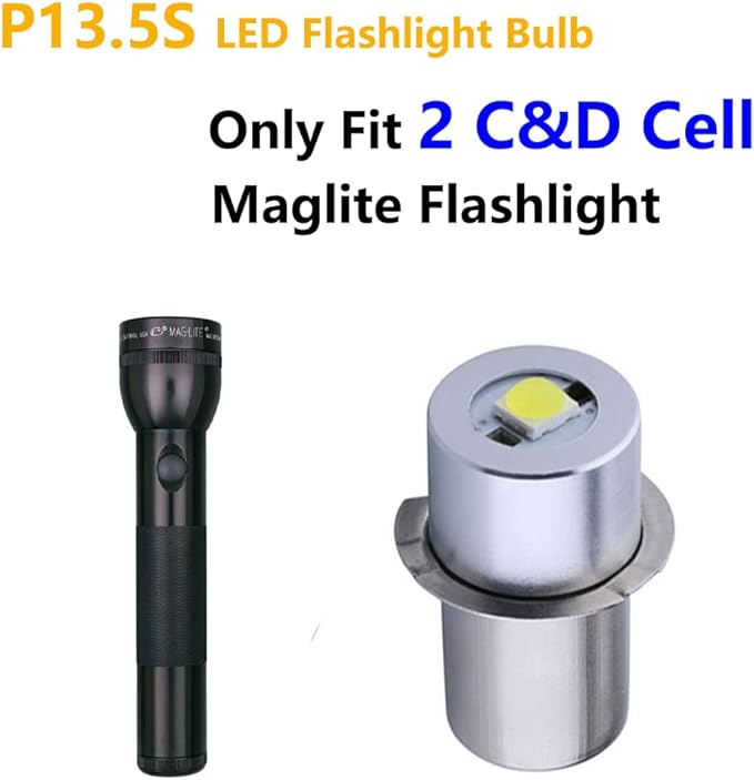 LED Ugrade Bulb Compatible for Maglite Flashlight 2 Cell C/D