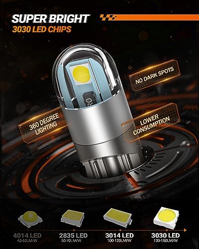 SEALIGHT 194 LED Bulb 6000K White, License Plate Light, Dome Light, T10 168 2825 W5W 3030 Bright Chips Wedge for Replacement Light Bulb, Map Trunk Door Courtesy Dash LED Light Bulb,Pack of 10