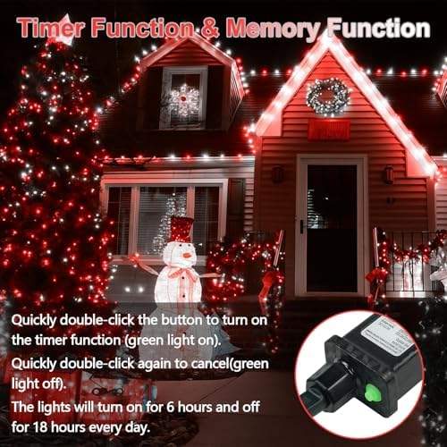 200 LED Connectable String Lights, 66FT Christmas Lights Outdoor Indoor