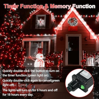 200 LED Connectable String Lights, 66FT Christmas Lights Outdoor Indoor