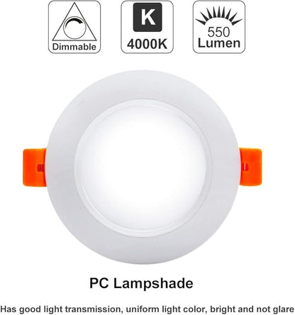 YGS-Tech 3.5 Inch LED Recessed Lighting, Dimmable Downlight 7W(55W Halogen Equivalent), CRI80, 4000K Natural White, Ceiling Light with LED Driver(10 Pack)