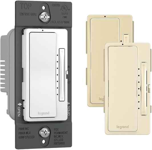 Legrand Radiant 450W Multi Location Master LED Dimmer Light Switch, For Dimmable LED & CFL Bulbs, HCL453PMMTC, White, 1 Count