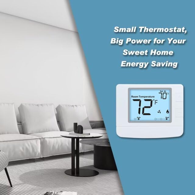 Non Programmable Thermostat for Home, Digital Energy-Saving Thermostat,Single-Stage Systems, 1 Heat/1 Cool, Easy DIY Install, White Backlight