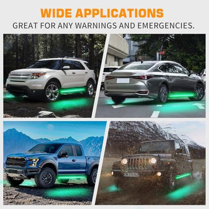 XRIDONSEN 2PCS 60 inch Running Board Strobe Lights Green Emergency Lights