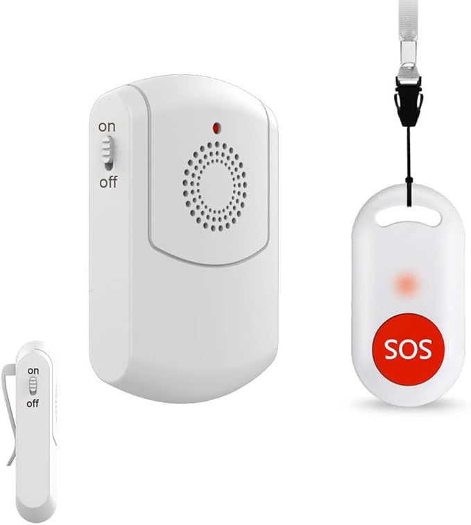 EverNary Caregiver Pager Wireless Call Button System Personal Alert Panic Button for Home Elderly Nurses Calling System with Pager and Emergency Button (1Receiver+1Button)