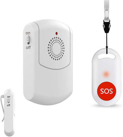 EverNary Caregiver Pager Wireless Call Button System Personal Alert Panic Button for Home Elderly Nurses Calling System with Pager and Emergency Button (1Receiver+1Button)