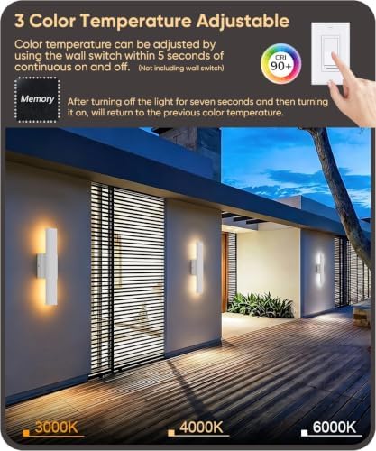 Aipsun 15.7" LED Outdoor Wall Sconce, Modern White Exterior Wall Light