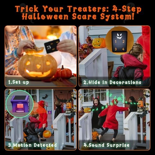 eMACROS Solar Driveway Alarm, Halloween Edition with Spooky Music