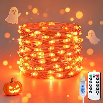 JMEXSUSS 100 LED USB Orange Fairy Lights Plug in, 33 Ft Orange Lights