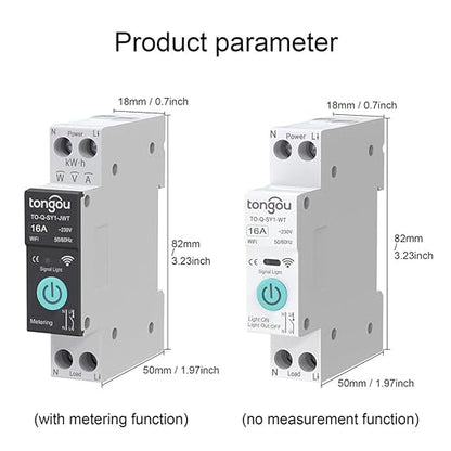 TUYA WiFi Smart Switch Circuit Breaker, 1P 6A 10A 16A 20A 25A 32A 40A 50A 63A Smart Home Wireless Voice Remote Control Smart Circuit Breaker Wifi Timer with Metering (63A)