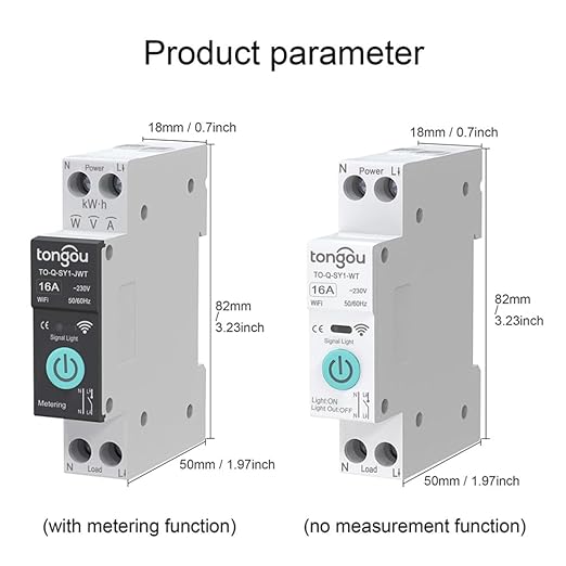 TUYA WiFi Smart Switch Circuit Breaker, 1P 6A 10A 16A 20A 25A 32A 40A 50A 63A Smart Home Wireless Voice Remote Control Smart Circuit Breaker Wifi Timer with Metering (16A)