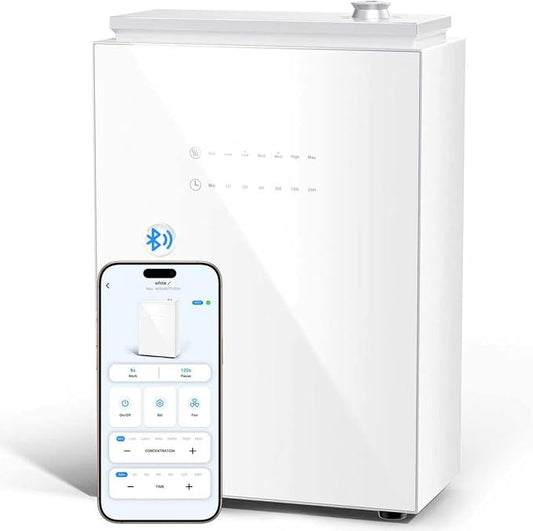 Essential Oil Diffuser - HVAC System, 5500 Sq.Ft Waterless Diffuser, Whole House & Aromatherapy Diffuser, Oil Diffuser for Office Home Large Room, WiFi & Bluetooth App Control, White