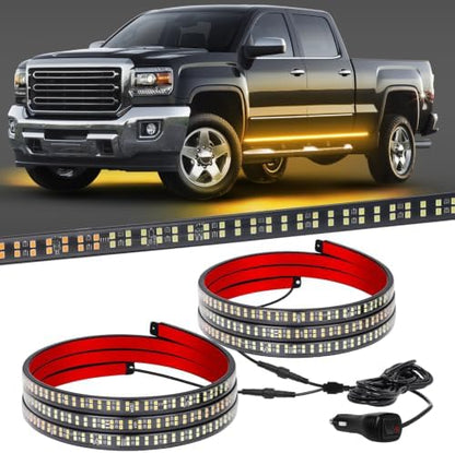 XRIDONSEN 2PCS 70 inch Running Board Emergency Lights Amber Strobe Lights