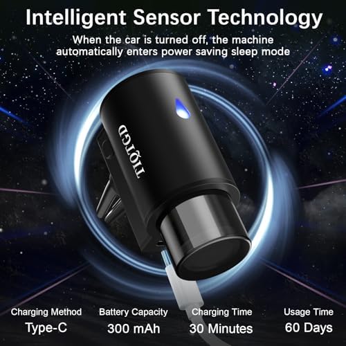 Car Air Freshener Diffuser, Smart Car Air Freshener with 3 Spray Modes, Auto On/Off, Rechargeable Aromatizante para Carro with 10pcs Essential Oil, 5 Scents, Long-Lasting, 2Pack