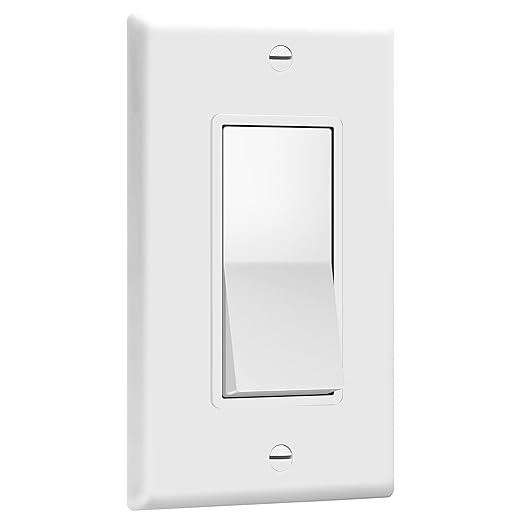 ENERLITES Decorator On/Off Paddle Switch with Wall Plates, Gloss Finish, Single Pole, 3 Wire, Grounding Screw, Residential Grade, 15A 120V/277V, UL Listed, 91150-WWP-20PCS, White (20 Pack)