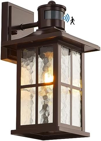 Motion Sensor Outdoor Wall Lantern Brown Dusk to Dawn Exterior Porch Light
