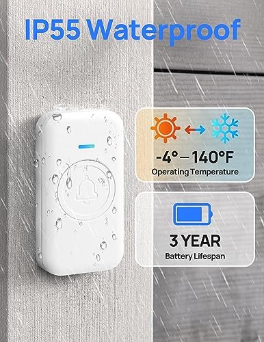 Wireless Doorbell 1000ft Range, Loud Waterproof Door Bell with 60 Melodies