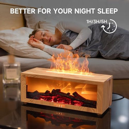 TMEHM Fireplace Flame Essential Oil Diffuser Humidifier, Aromatherapy