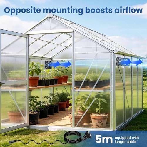 Solar Exhaust Fan for Greenhouse with Smart Thermostat and Battery