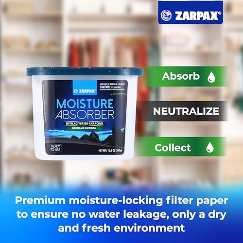 ZARPAX Moisture Absorber Activated Charcoal 10.5 oz - Set of 15