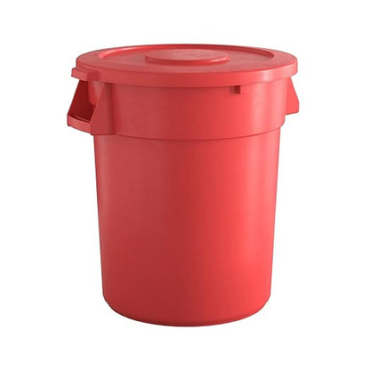 32 Gallon Red Round Commercial Trash Can with Lid, Heavy-Duty Food Grade NSF Certified, Perfect for Restaurant, Office, School, Garage, Backyard, Workshop, Warehouse