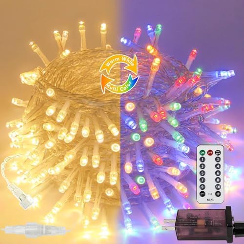 100 LED Connectable String Lights with Remote, Warm White to Multicolor