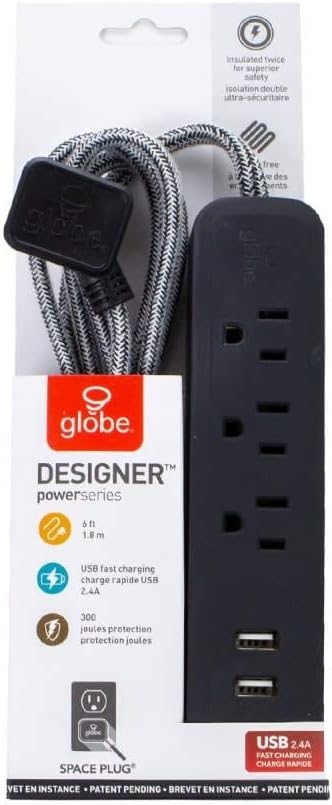 Globe Electric - 78257 Designer Series Power Strip, Rose 3 Outlet