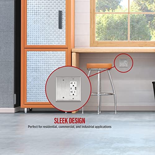 ENERLITES Combination Blank Device or Decorator Switch Metal Wall Plate, Corrosive Resistant, Size 2-Gang 4.50" x 4.57", 770131, 430 Stainless Steel, UL Listed, Silver (Pack of 2)