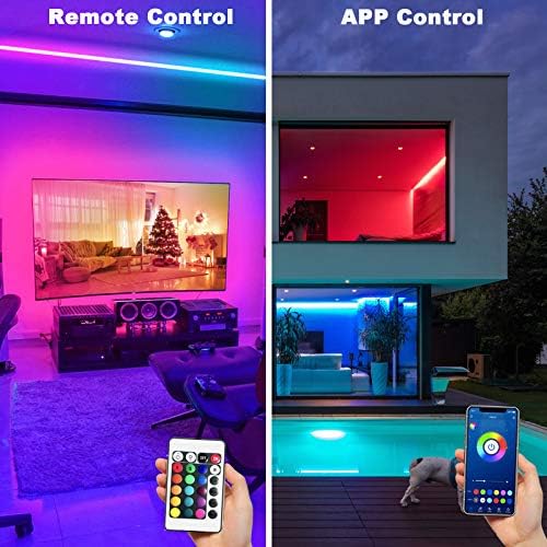 dalattin Bluetooth Led Lights for Bedroom 100ft,Smart Led Strip Lights with App Control Remote Control, RGB LED Light Strips,Music Sync Color Changing Room Decoration Party, (2 Rolls of 50ft)