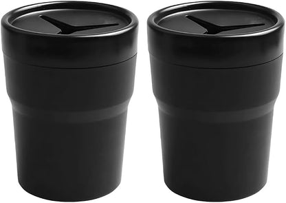 Car Trash Can with Lid, 2PCS Leakproof Vehicle Cup Holder Garbage Bin Storage Organizer, Portable Automotive Interior Trash Container Bin, Universal for SUV RV Lorry
