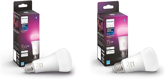 Philips Hue White and Color A21 High Lumen Smart Bulb, 1600 Lumens, 1 Bulb & White and Color Ambiance A19 Medium Lumen Smart LED Bulb, Bluetooth & Zigbee Compatible (Hue Hub Optional), 1 Bulb