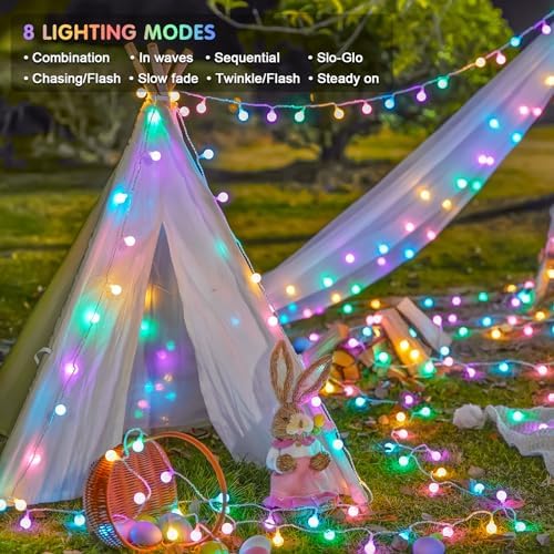 JMEXSUSS 33 ft 100 LED Connectable Globe Easter Lights String Indoor