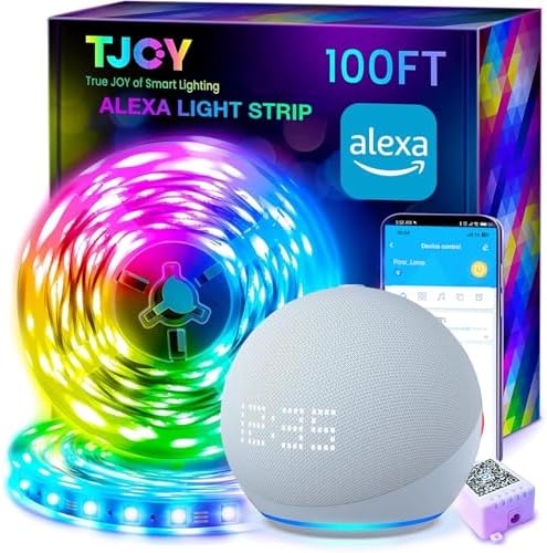TJOY 100FT Smart Led Strip Lights for Bedroom Alexa Compatible Wireless RGB