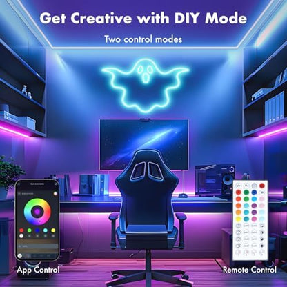 LED Lights for Bedroom, 2025 Double Row 100FT 960LEDs RGB Strip Lights Music Sync Color Changing LED Lights, APP+44Key Remote Control Timed Dimming for Bedroom Home Decor(2Rollsof50FT)