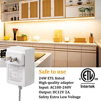 WOBANE Under Cabinet LED Lighting Kit,Dimmable Strip Lights with RF Remote