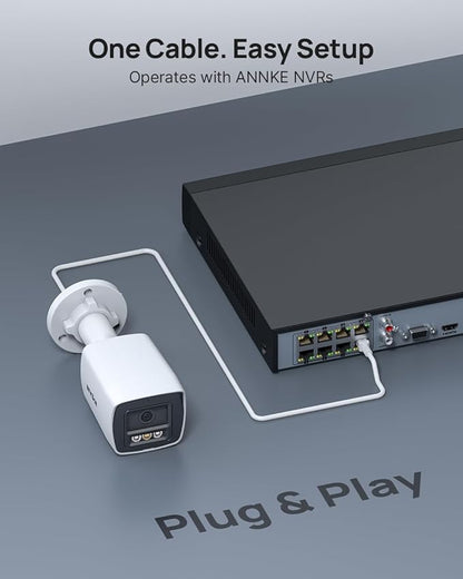 ANNKE 4K PoE Security Camera System, 8CH H.265+ NVR with AI Human/Vehicle Detection, 4X 8MP Outdoor Bullet IP Cams, Smart Color Night Vision, IP67, Built-in Mic, 2TB HDD for 7/24 Home Surveillance
