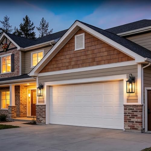 17" Large Outdoor Wall Lights for House 2-Pack, Matte Black