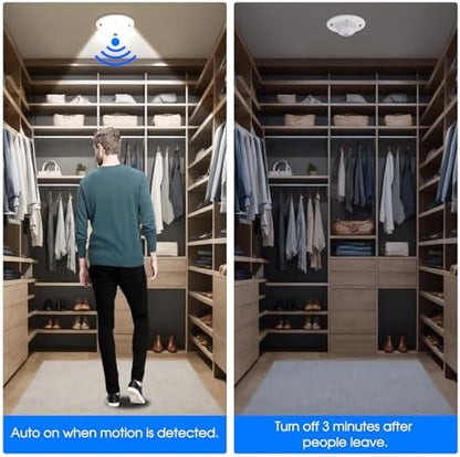 4.7 Inch Motion Sensor Closet Ceiling Lights, LED Under Cabinet Lights Wired, Flush Mount Ceiling Lighting Fixtures for Laundry Room, Basement, Hallway, Wet Location, 120V, 4000K, White, 2 Pack