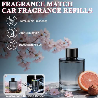 Amor Lyris 5.4 fl oz Car Air Freshener Refill, Perfume Oil for Smart Car Diffuser, Long-Lasting up to 6 Months, Made with Natural Plant Extracts, Imported Fragrance