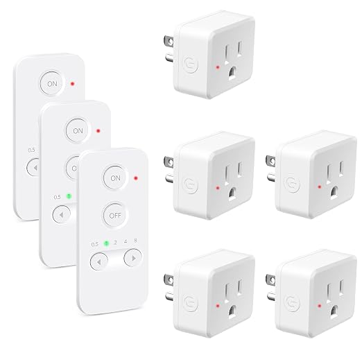 NineLeaf Programmable Remote Timer Switch & Wireless Outlet Plug, 500ft Range Plug in Light Switch, 15A/1500W Wall Mounted On/Off, No Wiring Needed for Fans, Christmas Lights, 3Remote 5Outlets