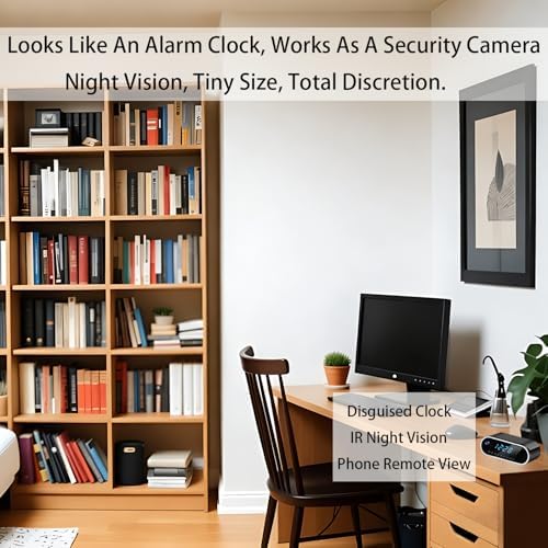 Wireless Hidden Camera Clock, 1080P HD Nanny Cam with Auto Night Vision for Home Monitoring, Indoor Motion Detection & Phone Alerts, 24H Display, Rechargeable Battery
