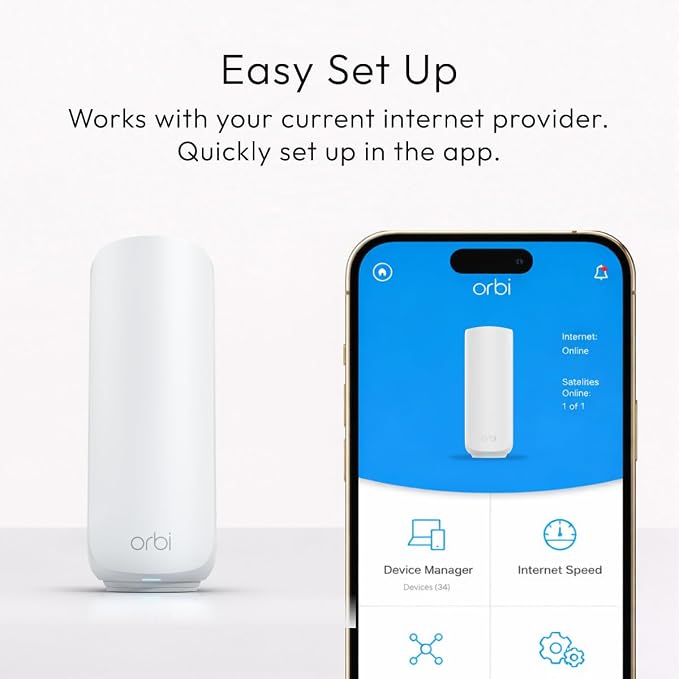 NETGEAR Orbi 370 WiFi 7 Mesh System Dual-Band, Up to 6,000 sq ft, 3 Pack