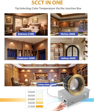 Adetu 1 Pack 3 Inch 5CCT Bronze Anti-Glare LED Recessed Ceiling Light