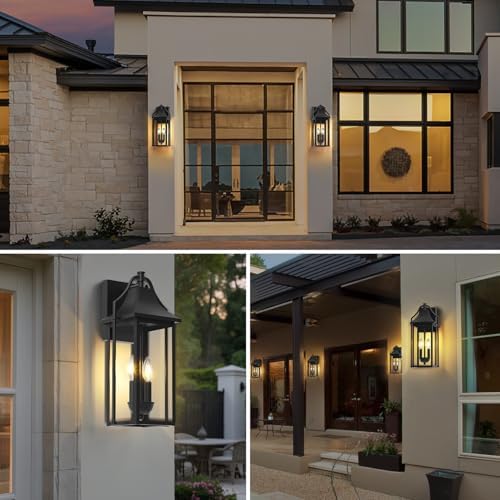 18IN Dusk to Dawn Outdoor Wall Sconce, 2-E12 Base Porch Light